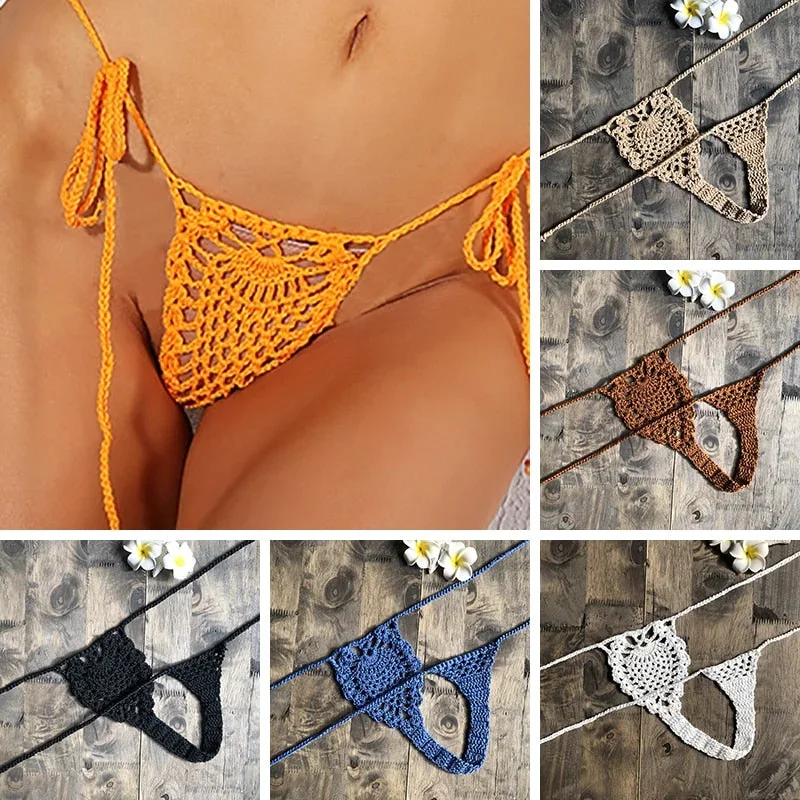 Mini Micro See Through G-strings Crochet Bikini Thongs