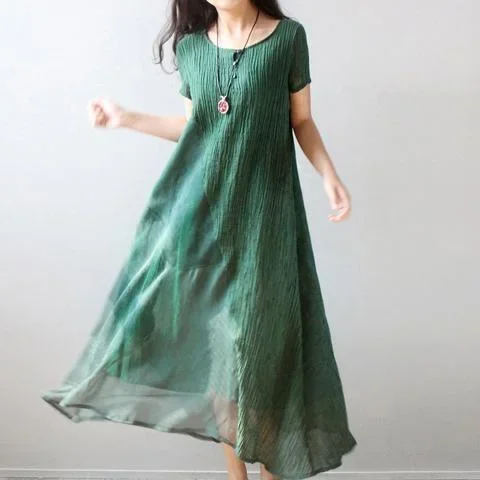 2018-green-linen-dresses-plus-size-holiday-dresses-boutique-short-sleeve-patchwork-silk-dress