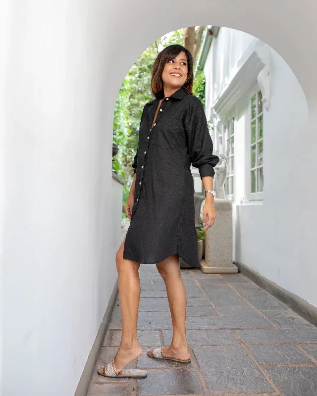 arden-button-down-dress-black