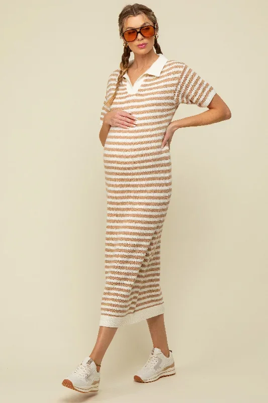 beige-collared-knit-maxi-maternity-dress