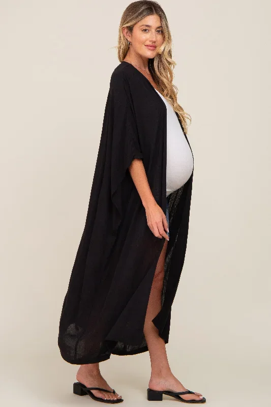 black-open-front-long-maternity-coverup