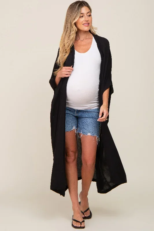 black-open-front-long-maternity-coverup