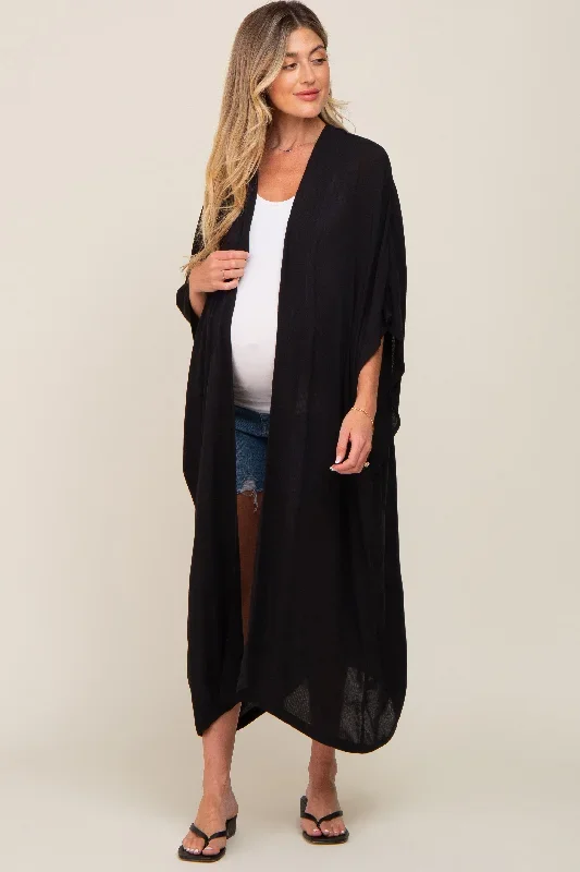 black-open-front-long-maternity-coverup