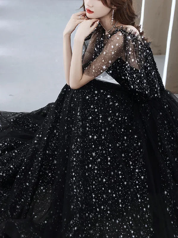 black-tulle-off-shoulder-tulle-long-prom-dress-black-evening-dress