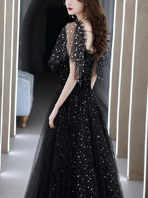 black-tulle-off-shoulder-tulle-long-prom-dress-black-evening-dress