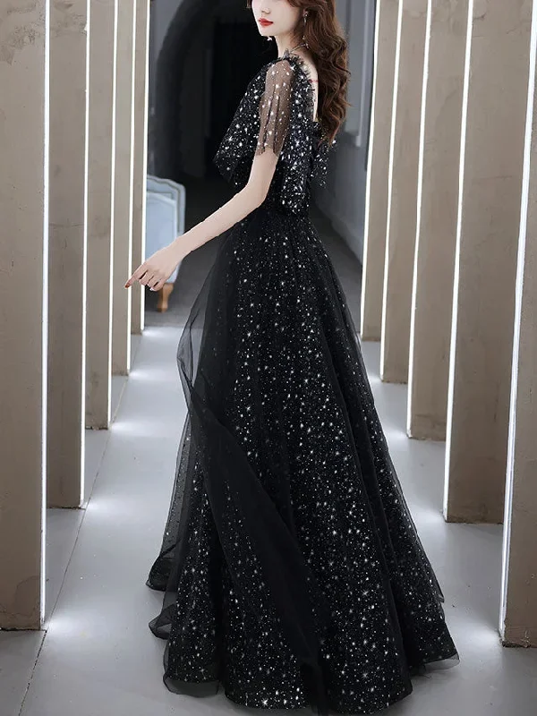 black-tulle-off-shoulder-tulle-long-prom-dress-black-evening-dress