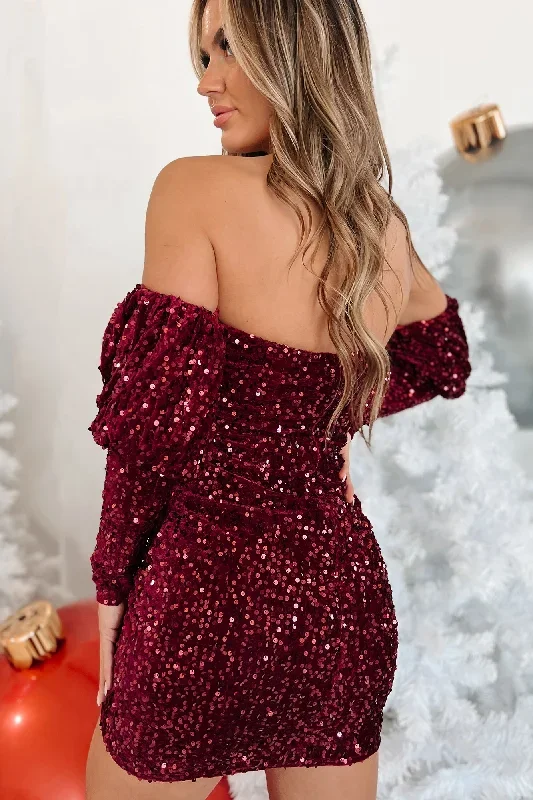 blanche-off-the-shoulder-sequin-velvet-mini-dress-wine