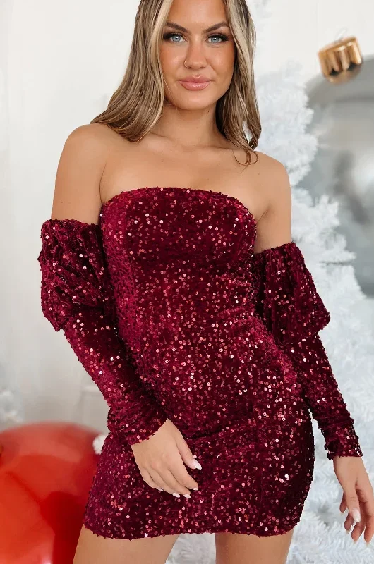 blanche-off-the-shoulder-sequin-velvet-mini-dress-wine