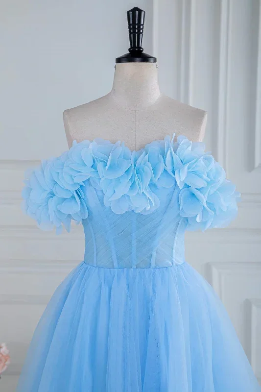 blue-off-the-shoulder-flower-a-line-tulle-prom-dress