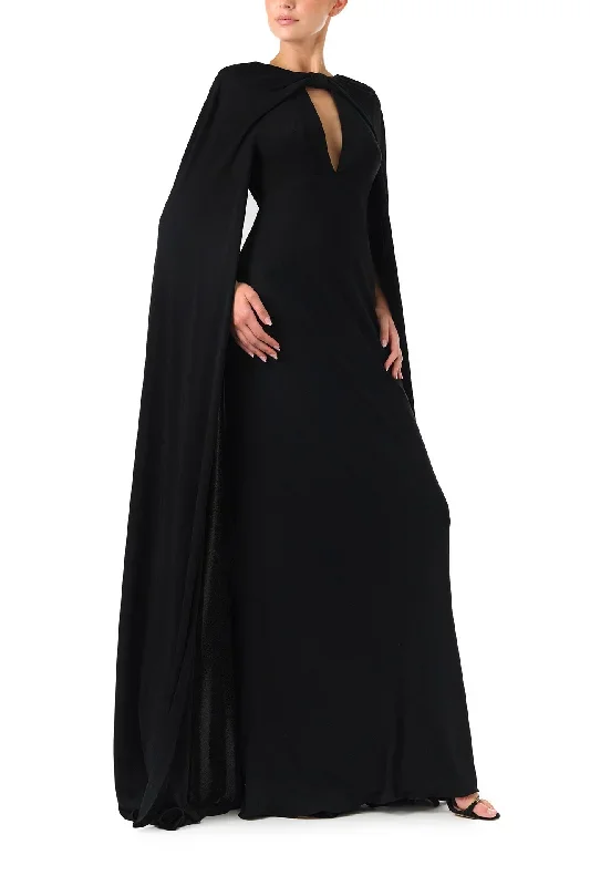 cape-sleeve-gown-noir