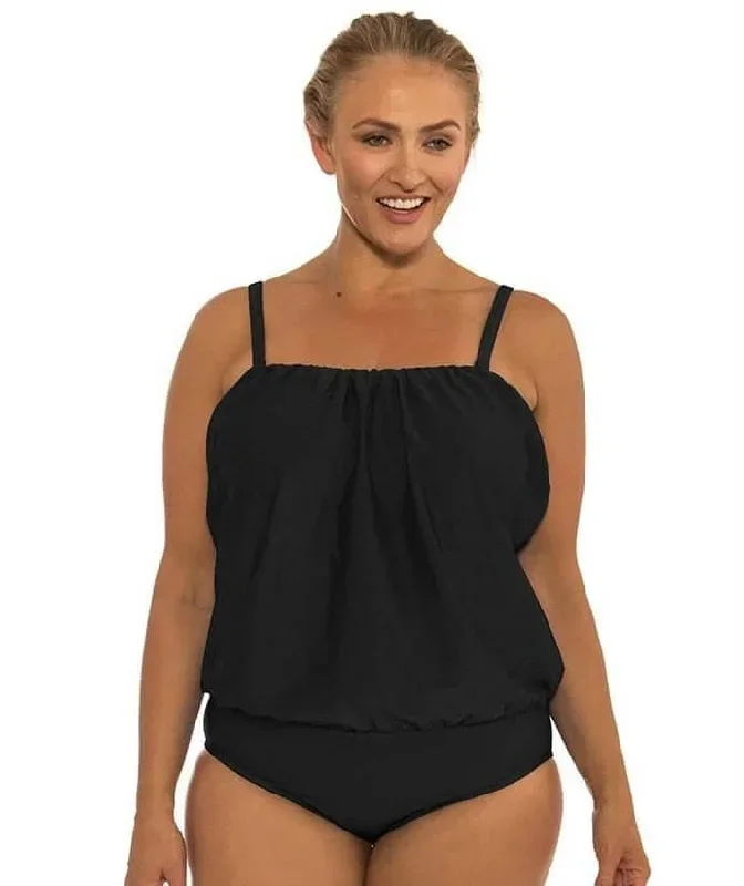 Capriosca Flouncy Bandeau One Piece Swimsuit - Black