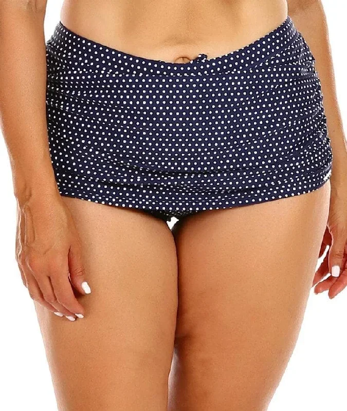 Capriosca Ruched Skirted Pant - Navy and White Dots