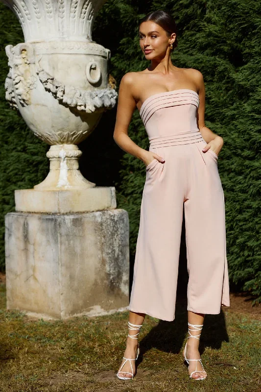 Chosen Strapless Wide Leg Jumpsuit Nude Pink