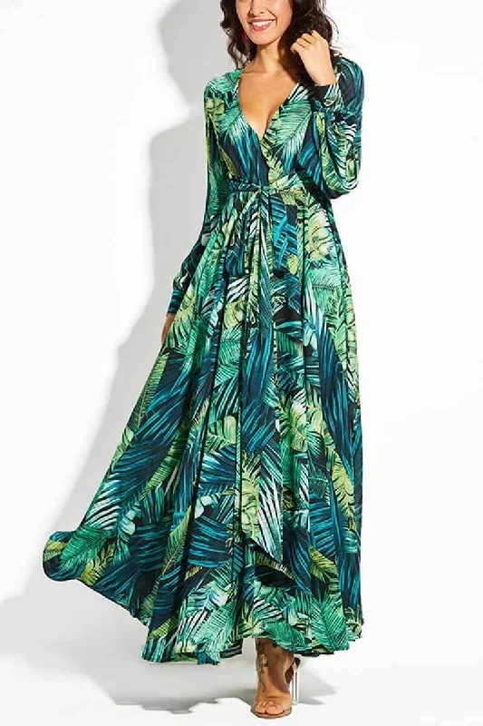 cityhottie-v-neck-leaf-print-maxi-dress