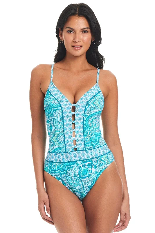 Coastal Cool Plunge One-Piece Swimsuit