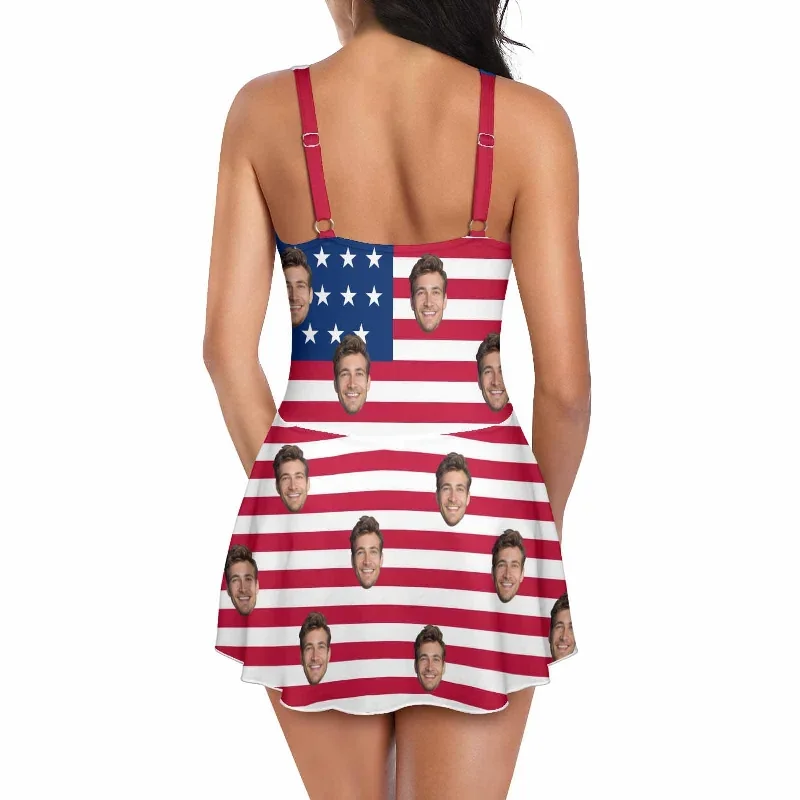 custom-face-american-flag-pattern-womens-one-piece-skirted-swimsuit