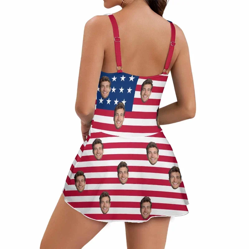 custom-face-american-flag-pattern-womens-one-piece-skirted-swimsuit