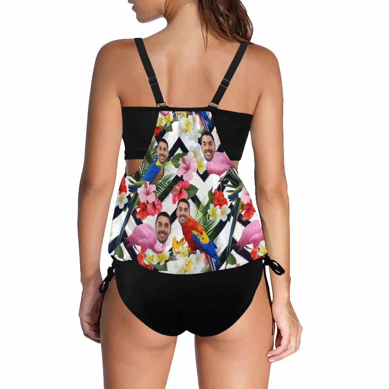 custom-face-flowers-swimsuit-personalized-womens-tankini-top-sets-bikini-two-piece-bathing-suit