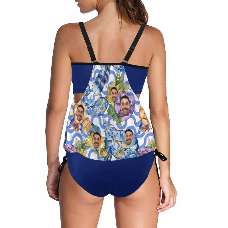 custom-face-flowers-swimsuit-personalized-womens-tankini-top-sets-bikini-two-piece-bathing-suit