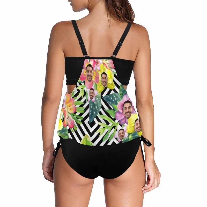 custom-face-flowers-swimsuit-personalized-womens-tankini-top-sets-bikini-two-piece-bathing-suit