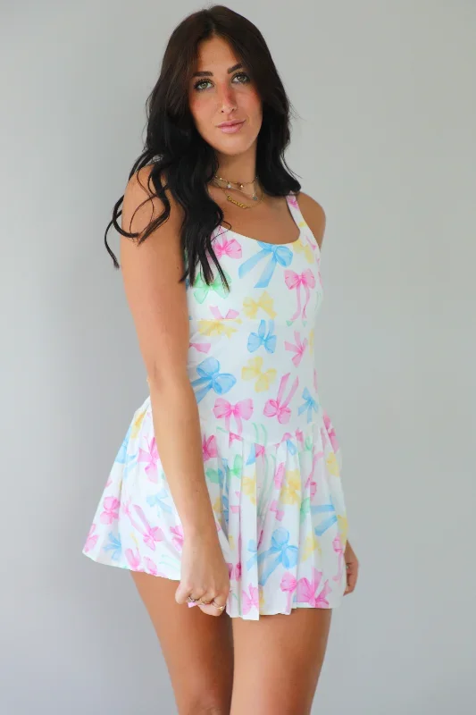 Dainty Darling Sporty Romper: White/Multi