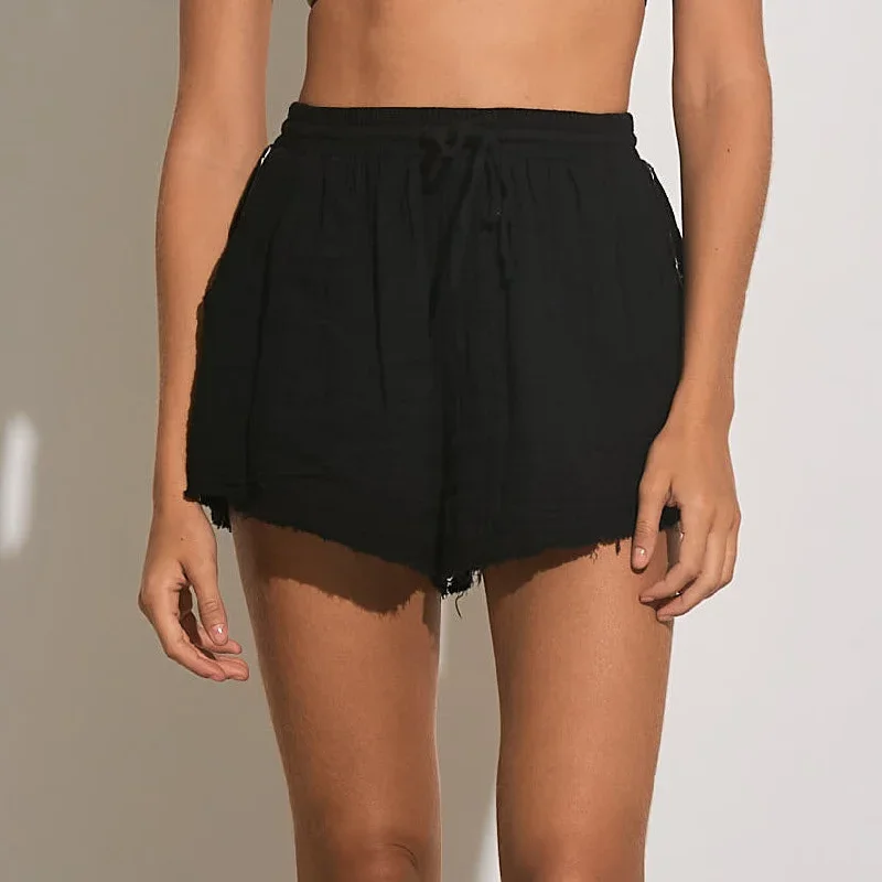 Elan Swimwear Black Flowy Shorts Cover Up 3126