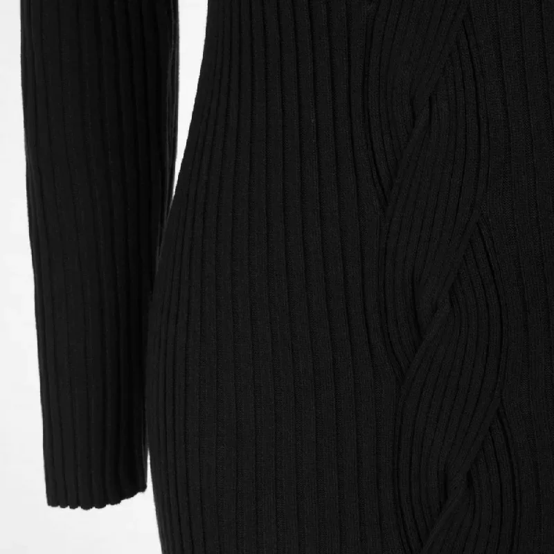 fans-look-of-halterneck-sweater-dress-long-sleeve-front-slit-knitted-bodycon-dress-black