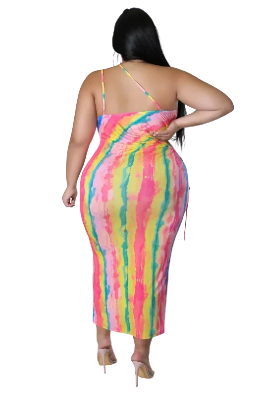 final-sale-plus-size-double-strapped-bodycon-dress-with-cutout-side-in-pink-multi-color-tie-dye-sprint