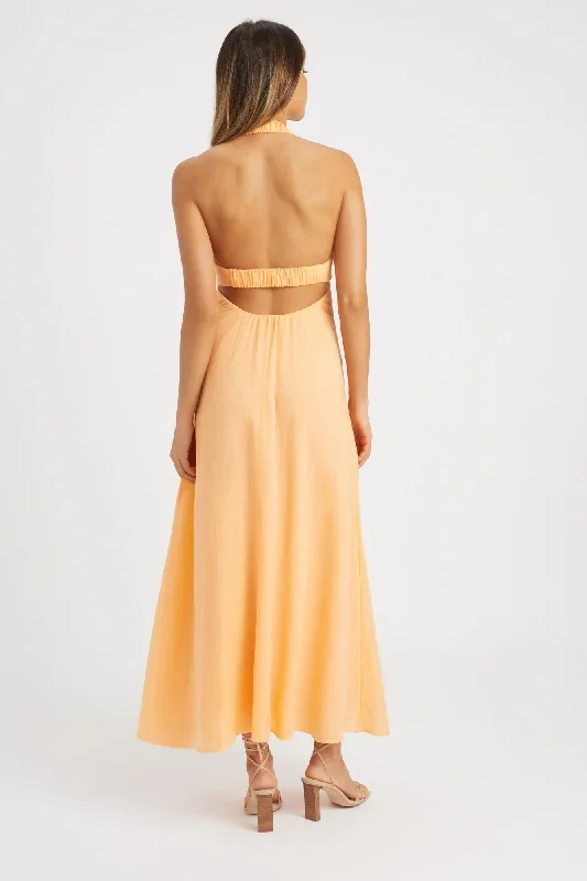 georgette-halter-dress-sorbet-orange