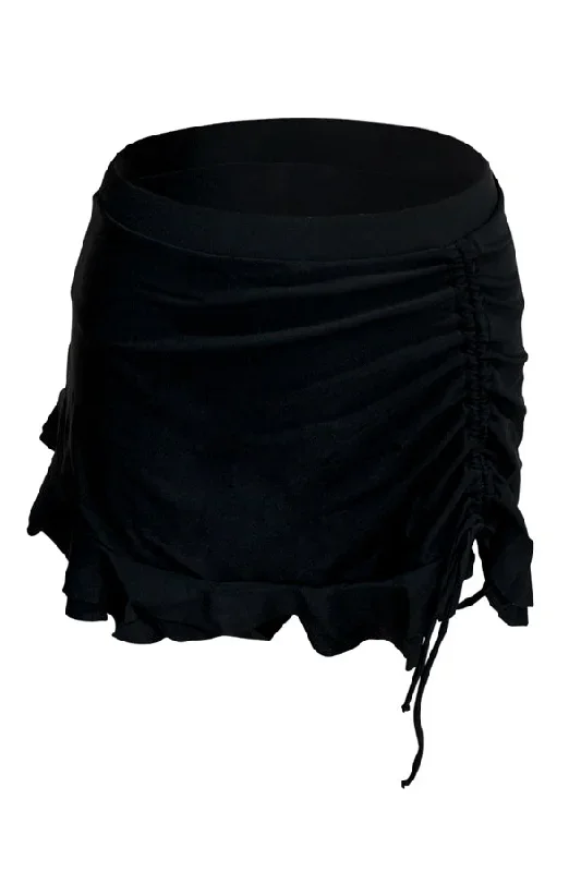 High Waist Ruched Design Swim Skirt