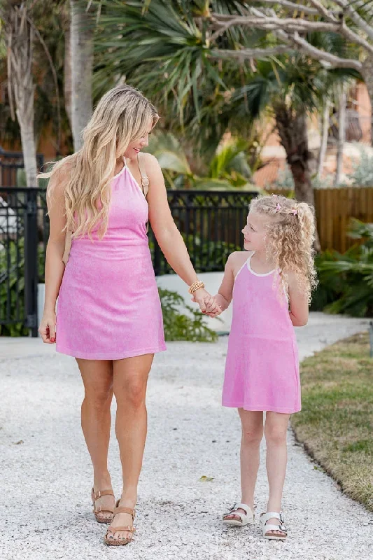 kids-reese-pink-terrycloth-halter-dress