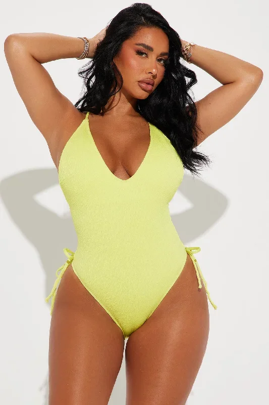 Klarissa Lace Up 1 Piece Swimsuit - Lime