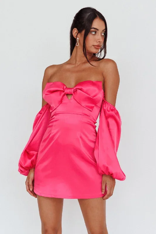 lilly-off-shoulder-bow-mini-dress-pink