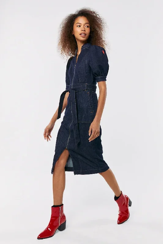 Rinse Wash Zip Detail Denim Dress