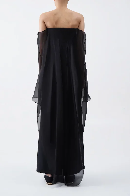 marisha-dress-black-textured-linen-silk-organza-sheer-cape