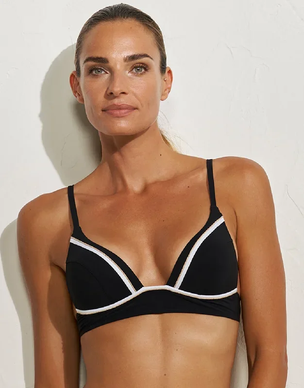 Metrics Bralette Bikini Top - Black White and Gold