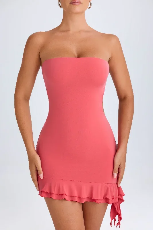 misa-ruffle-trim-cut-out-bandeau-mini-dress-coral