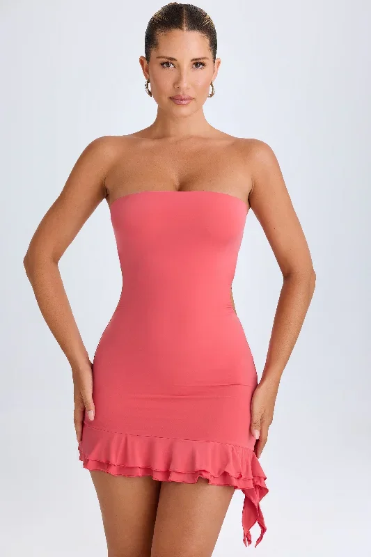 misa-ruffle-trim-cut-out-bandeau-mini-dress-coral