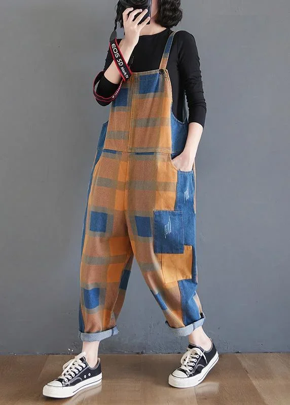 Modern Spring Chothes Spring fashion Plaid Shape Jumpsuit Pants Trousers