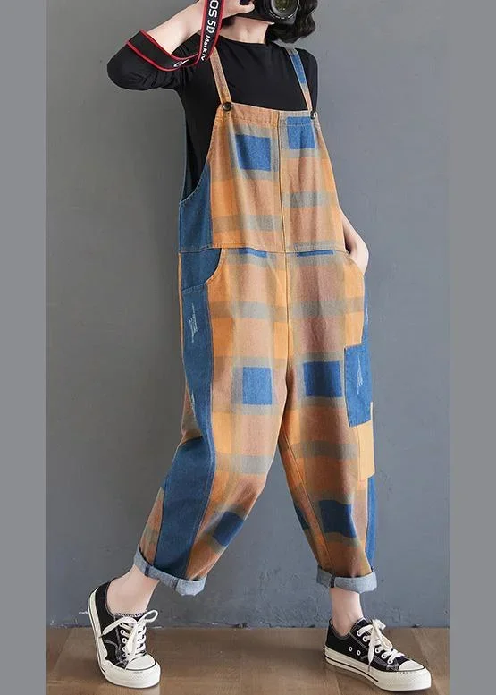 modern-spring-chothes-spring-fashion-plaid-shape-jumpsuit-pants-trousers