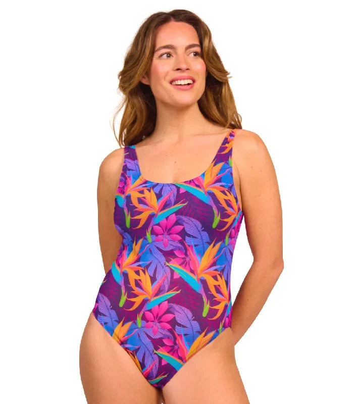 Paradise Purple Tan Through Scoop Neck Swimsuit