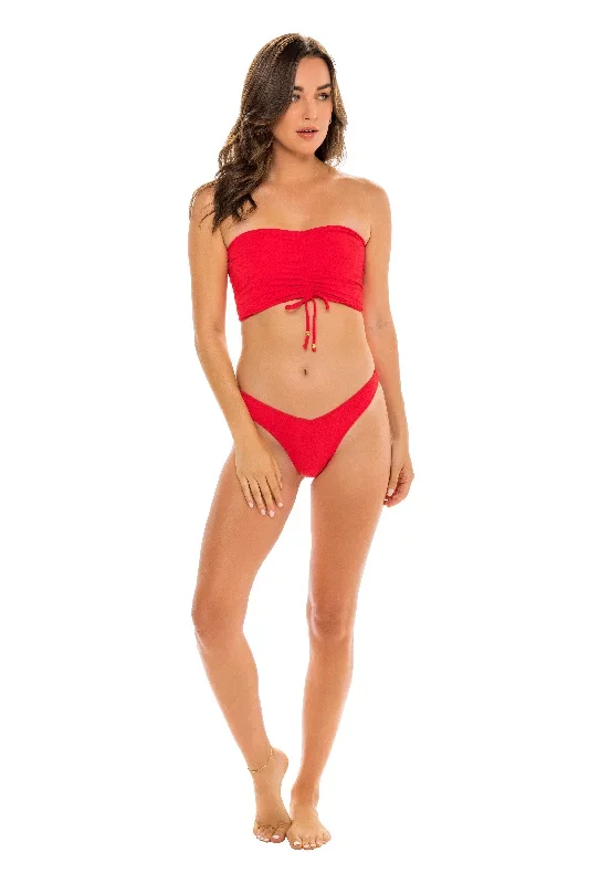 Rio High Leg Cheeky Bikini Bottom - Amore Red Paisley