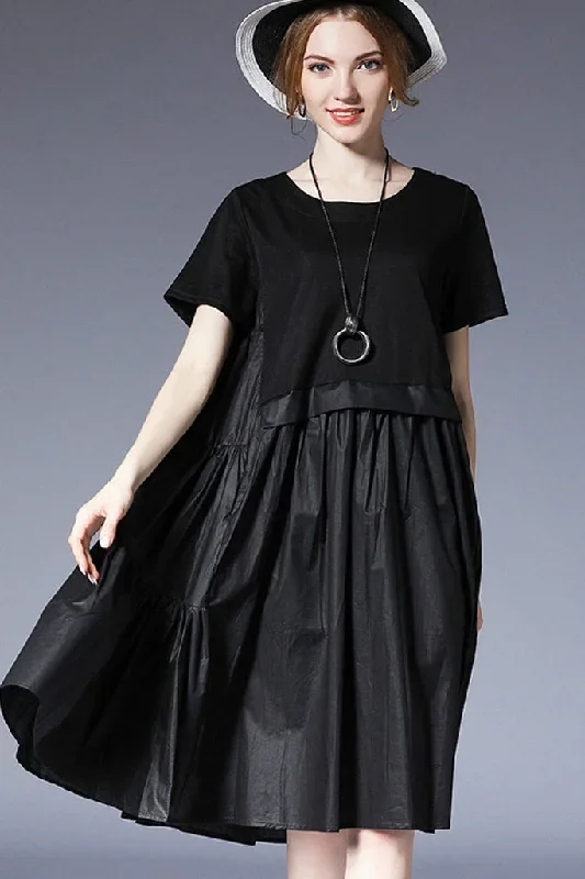 Ruffle Hem Contrast Loose Dress