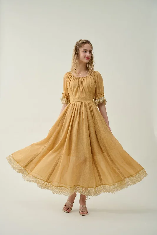 ruffle-linen-lace-dress-in-mustard-medieval-dress-victorian-dress-french-dress-gothic-dress-evening-dress-linennaive