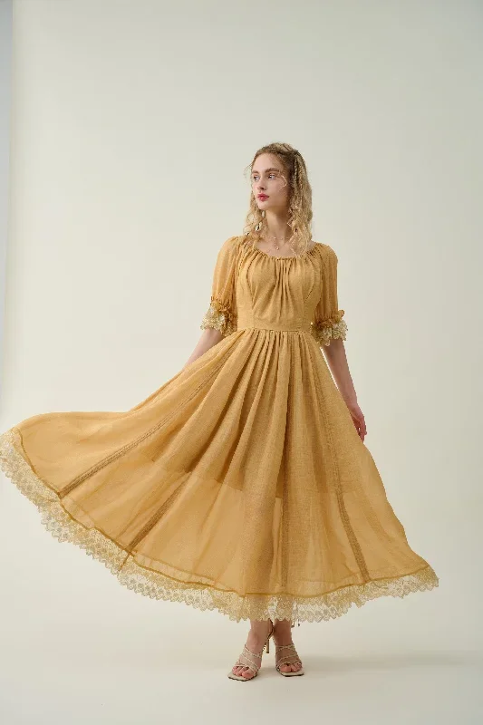 ruffle-linen-lace-dress-in-mustard-medieval-dress-victorian-dress-french-dress-gothic-dress-evening-dress-linennaive