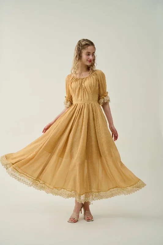 ruffle-linen-lace-dress-in-mustard-medieval-dress-victorian-dress-french-dress-gothic-dress-evening-dress-linennaive