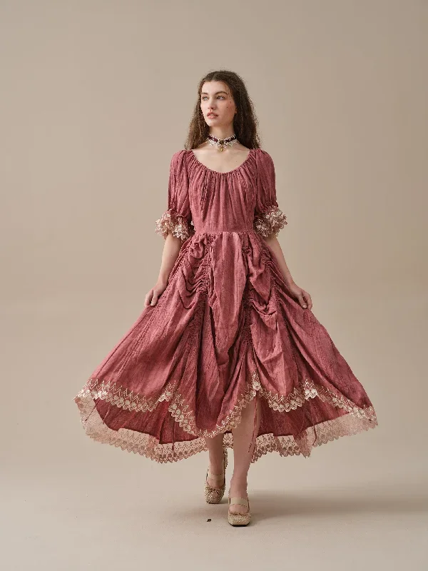 ruffle-linen-lace-dress-in-mustard-medieval-dress-victorian-dress-french-dress-gothic-dress-evening-dress-linennaive