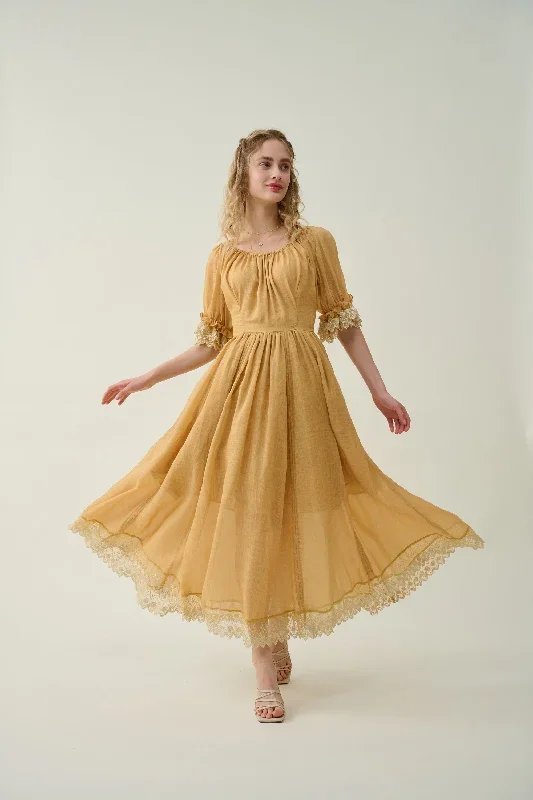 ruffle-linen-lace-dress-in-mustard-medieval-dress-victorian-dress-french-dress-gothic-dress-evening-dress-linennaive