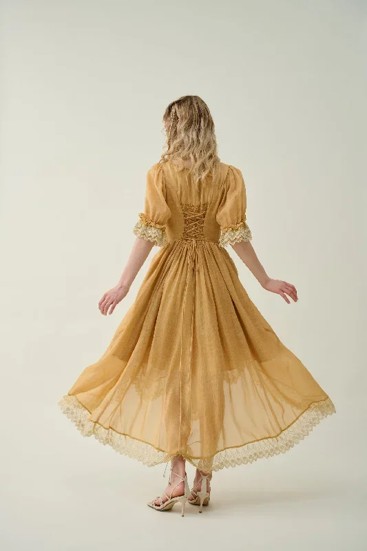 ruffle-linen-lace-dress-in-mustard-medieval-dress-victorian-dress-french-dress-gothic-dress-evening-dress-linennaive