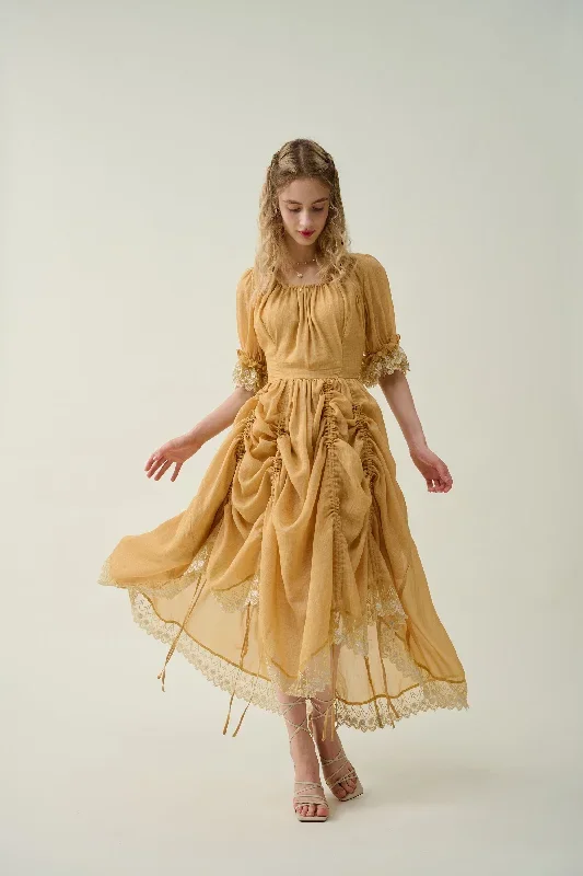 ruffle-linen-lace-dress-in-mustard-medieval-dress-victorian-dress-french-dress-gothic-dress-evening-dress-linennaive